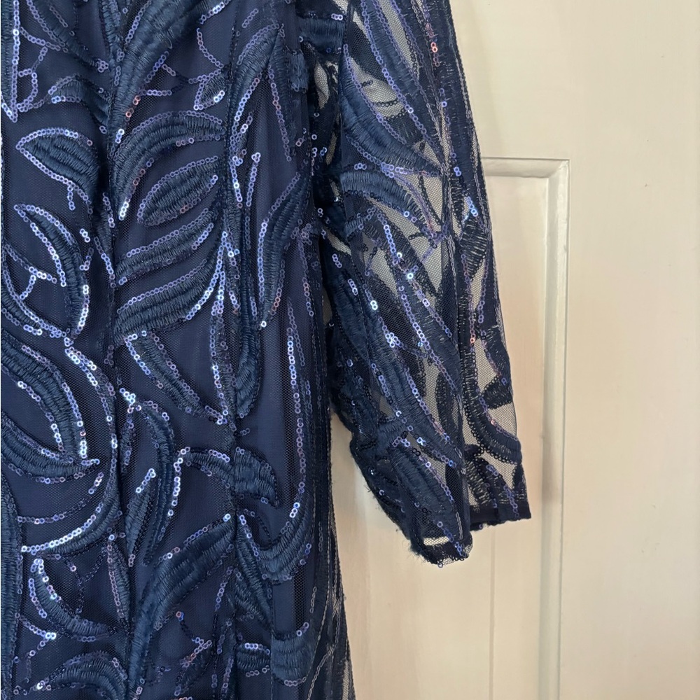 Elegant Navy Blue Sequin Dress - Picture 3 of 6
